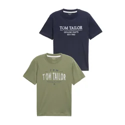 TOM TAILOR Majica marine/kaki/off-bela