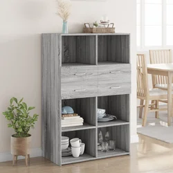 Visoka komoda siva boja hrasta 80x42,5x124 cm konstruirano drvo