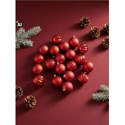 Sinsay - Set od 20 božićnih kuglica - crvena