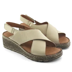 LP Fashion Ženske kožne sandale, Bež
