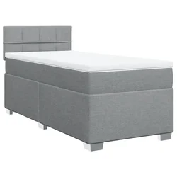 Vidaxl Box spring postelja z vzmetnico svetlo siva 90x190 cm blago