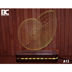 Black Cut 3D Lampa Puž, RGB