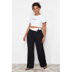 Trendyol Curve Black High Waist Wideleg Woven Trousers