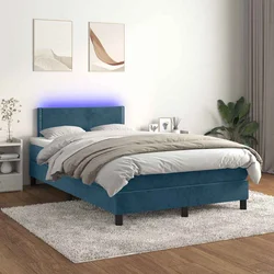 Krevet box spring s madracem LED tamnoplavi 120x200 cm baršun