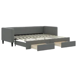 Vidaxl Izvlečna dnevna postelja s predali temno siva 80x200 cm blago