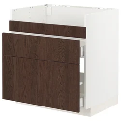 METOD / MAXIMERA Pod.el.BREDSJÖN sudop/3front/2fiok, bela/Sinarp smeđa, 80x60 cm
