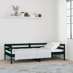 Dnevni ležaj crni 80 x 200 cm od masivne borovine