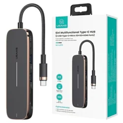 USAMS Adapter HUB USB-C USAMS 2xUSB HDMI MicroSD SD Črna