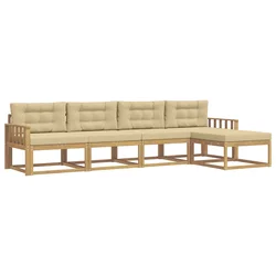 Set vanjskih sofa s jastukom 4 pcs Bijela i bež Poliester