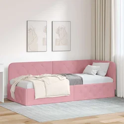 Kutni okvir kreveta Ružičasta 80 x 200 cm Baršun