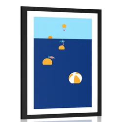Plakat s paspartujem piš poletnih počitnic - 60x90 silver