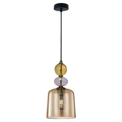 Luster na sajli TROPEA 1xE27/15W/230V crna/zadimljeno bež/ružičasta