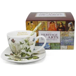 Porcelanasta skodelica White Rose 250 ml + darilo krožnik