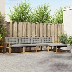 Set vanjskih sofa s jastukom 5 pcs Bijela i svjetlosiva
