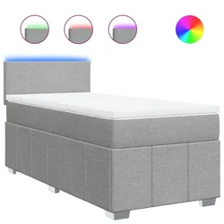 Vidaxl Box spring postelja z vzmetnico svetlo siva 80x200 cm blago