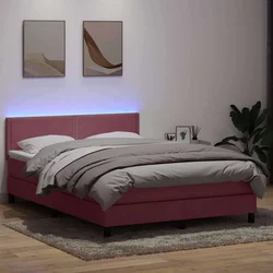 Box Spring krevet s madracem i LED ružičasti 160x220 cm baršun