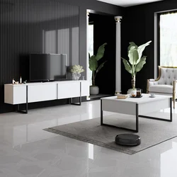 Hanah Home Set TV Komoda i klub sto Belo-Crni