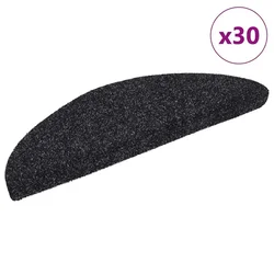 Prostirke za stepenice samoljepljive 30 kom 56x17x3 cm crne poluokrugle