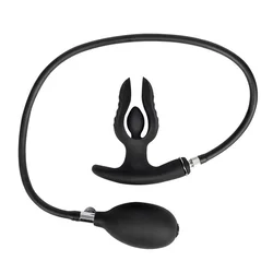 Rimba Electro Play E-Stim Stretching Anal Plug with Pump Bi-Polar Black