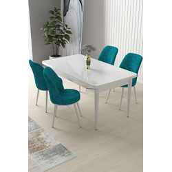 Hanah Home Set Trpezarijski sto i 4 stolice Nil, Tirkizno beli