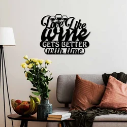 Wallity Zidna dekoracija Wine Better, 50 x 40 cm, Crna