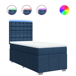 Vidaxl Box spring postelja z vzmetnico modra 100x200 cm blago