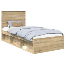Vidaxl Konstrukcija postelje z vzglavjem Sonoma hrast 75 x 190 cm