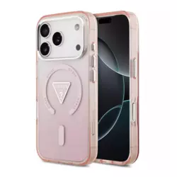 Maska Guess IML Gradient Triangle Logo MagSafe za iPhone 17 Pro pink