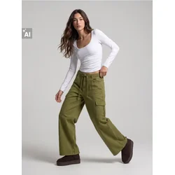 Sinsay - Wide leg farmerke sa vezivanjem - zeleno