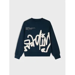 Sinsay - Loose crewneck duks sa printom - mornarsko