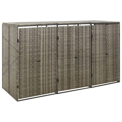Spremište za 3 kante za smeće sivo 207 x 80 x 117 cm poliratan