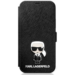 Maska na preklop Karl Lagerfeld Flip Saffiano iPhone 12 Pro Max crna