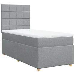Vidaxl Box spring postelja z vzmetnico svetlo siva 80x200 cm blago