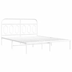 Vidaxl Kovinski posteljni okvir z vzglavjem bel 150x200 cm
