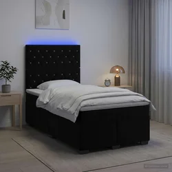vidaXL Postelja boxspring z vzmetnico Črna 120 x 190 cm Žamet
