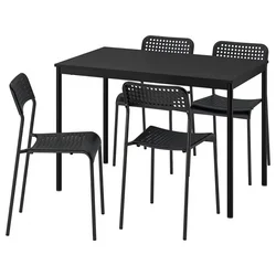 SANDSBERG Sto i 4 stolice, crna crna/crna, 110x67 cm