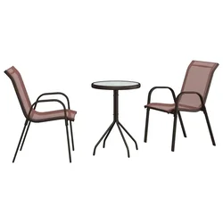 Vidaxl Vrtnik Bistro Set 3 szt. Rjava Jeklo
