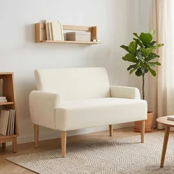 Ljubavni kauč s gumbima Krem 116 x 67 x 81 cm Kordura tekstil