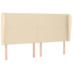 Vidaxl Vzglavje z ušesi krem 183x23x118/128 cm blago