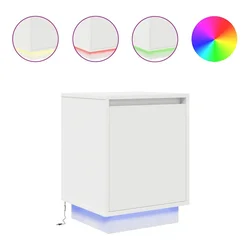 Vidaxl Nočne omarice z LED lučmi 2 kosa Bela 38x34x50 cm
