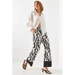 Bianco Lucci ženske pantalone Mbms005 60501005, Široke nogavice, Crne