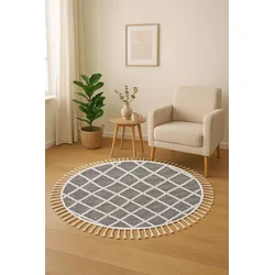 Conceptum Hypnose Tepih Bukle 1409, O160 cm, Sivo-beli