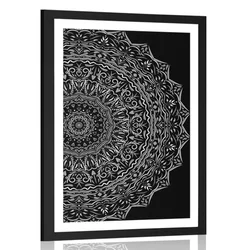 Plakat s paspartujem Mandala v vintage stilu v črnobeli varianti - 30x45 black