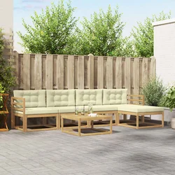 Set vanjskih sofa 6 pcs Bijela i krem 79 x 79 x 37 cm Poliester