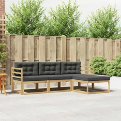 Set vanjskih sofa s jastukom 4 pcs Bijela i antracit Poliester