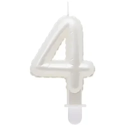 GoDan Sveča številka 4 ŠTIRI biserno BELA 7 cm
