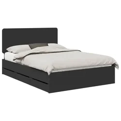 Vidaxl Konstrukcija postelje Črna 140 x 200 cm Inženirsko leseno