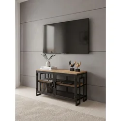 Hanah Home TV komoda Zent, 90 cm, atlantski bor / crna