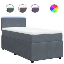 Vidaxl Box spring postelja z vzmetnico temno siv 90x190 cm žamet