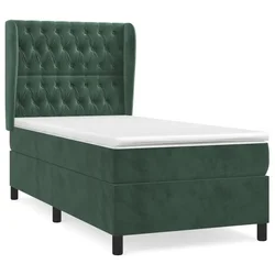 Vidaxl Box spring postelja z vzmetnico temno zelena 100x200 cm žamet